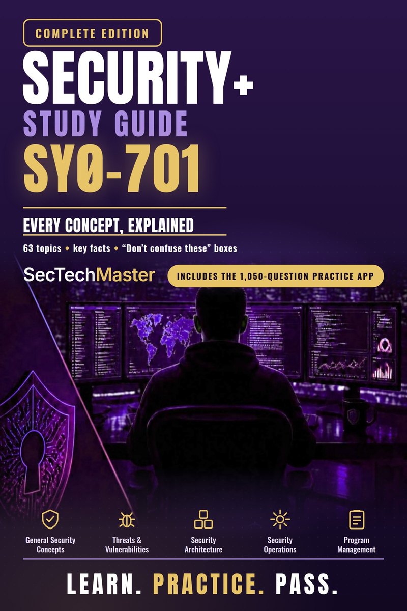 Security+ Study Guide SY0-701 complete edition, includes the 1,050-question practice app